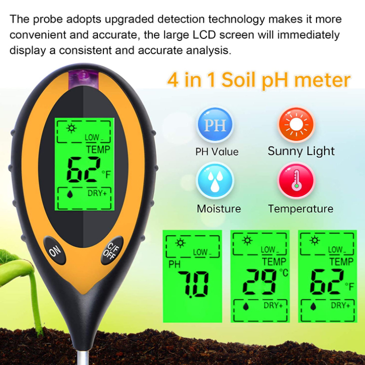 4 in 1 PH Light Temp Moisture  - Ph Meter Digital Water Tester 评论和价格